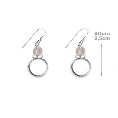 Brinco de Prata com Quartzo Rosa