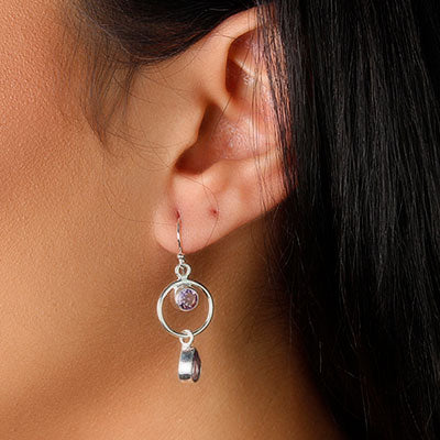 Brinco de Prata com Ametista