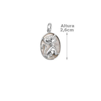 Pingente de Prata Gato com Madrepérola - 58577