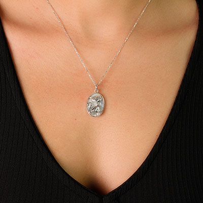 Pingente de Prata Gato com Madrepérola - 58577