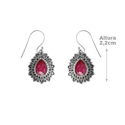 Brinco de Prata com Rubi