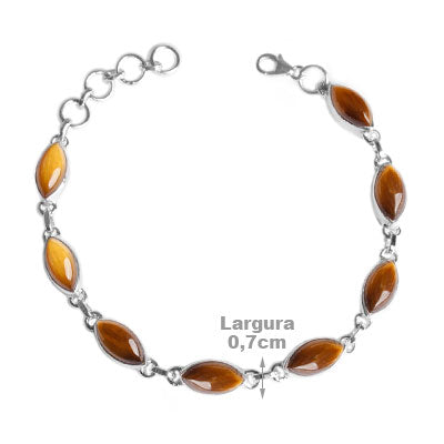 Pulseira de Prata com Olho de Tigre