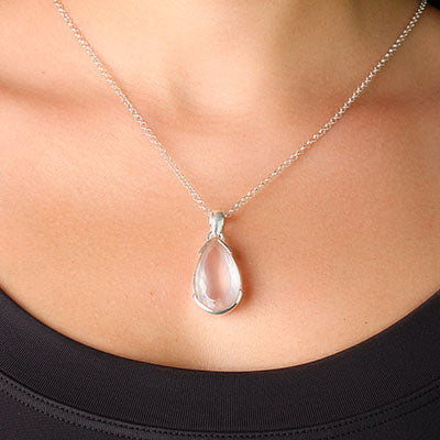 Pingente de Prata com Quartzo Rosa - 58676