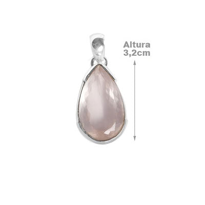 Pingente de Prata com Quartzo Rosa - 58676