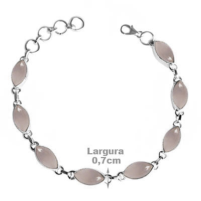 Pulseira de Prata com Quartzo Rosa