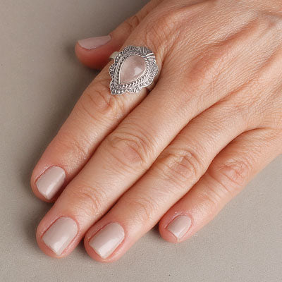 Anel de Prata com Quartzo Rosa