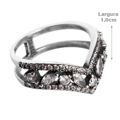 Anel de Prata com Zircônias