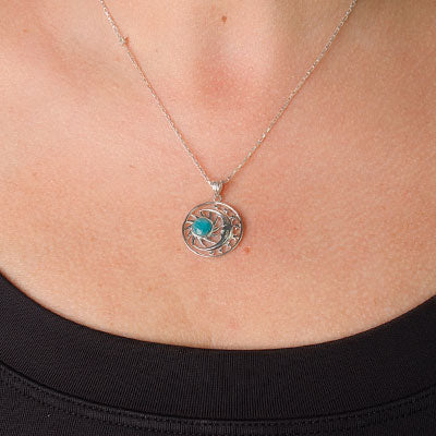 Pingente de Prata Lua com Esmeralda