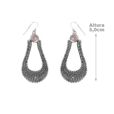 Brinco de Prata com Quartzo Rosa