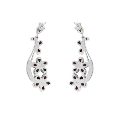 Brinco de Prata Flor com Granada