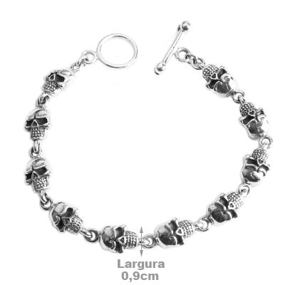 Pulseira de Prata Caveira