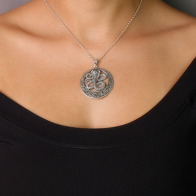 Pingente de Prata Serpente com Marcassitas - 58808