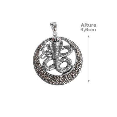 Pingente de Prata Serpente com Marcassitas - 58808