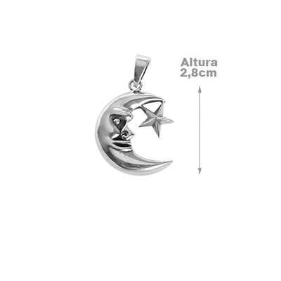 Pingente de Prata Lua e Estrela
