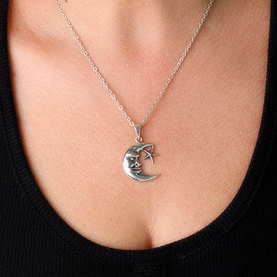 Pingente de Prata Lua e Estrela