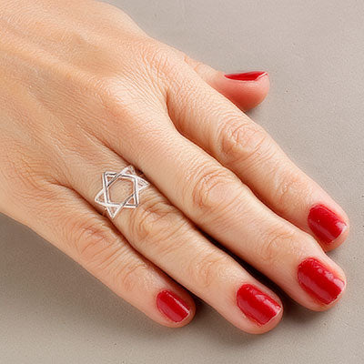 Anel de Prata Estrela de Davi