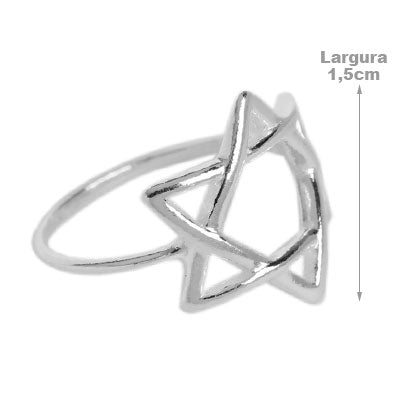 Anel de Prata Estrela de Davi
