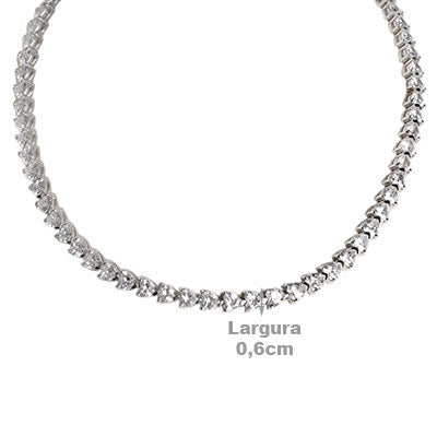 Gargantilha de Prata com Zircônias