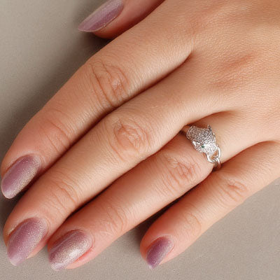 Anel de Prata Pantera com Zircônias