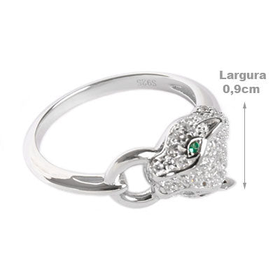 Anel de Prata Pantera com Zircônias - 58923