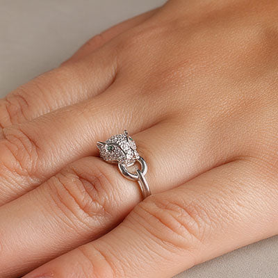 Anel de Prata Pantera com Zircônias