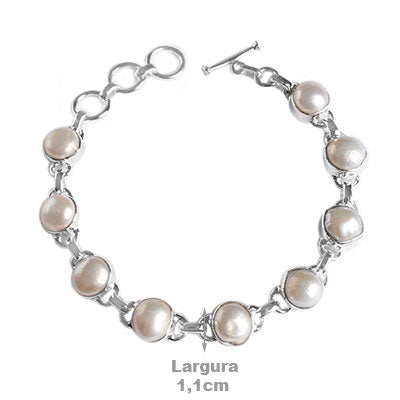 Pulseira De Prata Com Pérolas - 58973