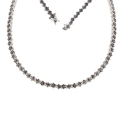 Gargantilha de Prata Flor com Zircônias