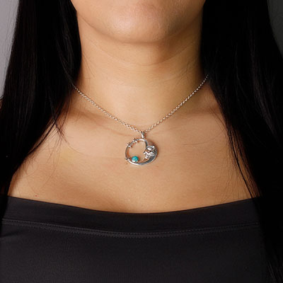 Pingente de Prata Lua com Turquesa