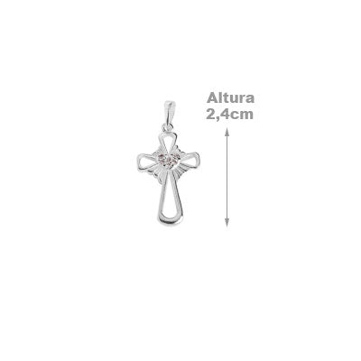 Pingente de Prata Cruz com Zircônia