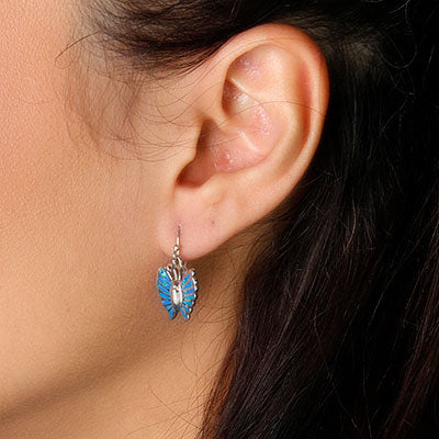 Brinco de Prata Borboleta com Opala - 59146