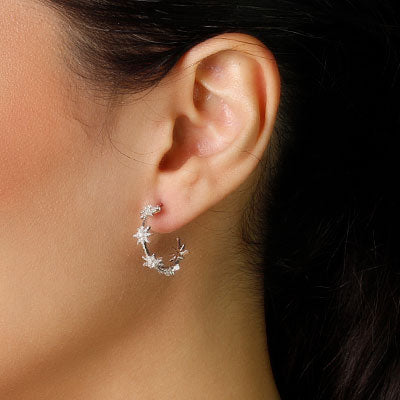 Argola de Prata Estrela com Zircônias