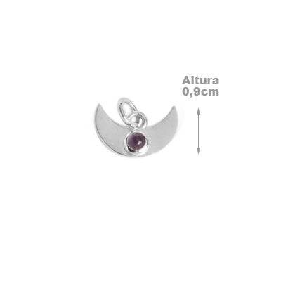 Pingente de Prata Lua Invertida com Ametista - 59193