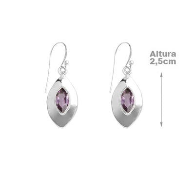 Brinco de Prata com Ametista - 59293