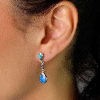 Brinco de Prata com Opala