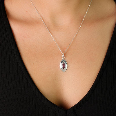 Pingente de Prata com Ametista - 59354