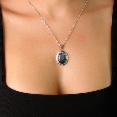 Pingente de Prata com Labradorita - 59387