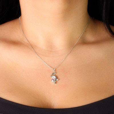 Pingente de Prata Golfinho com Pedra da Lua