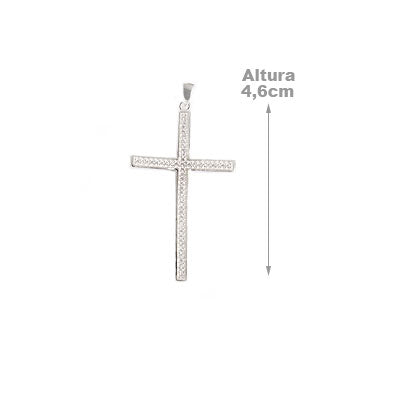 Pingente de Prata Cruz com Zircônia
