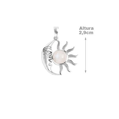 Pingente de Prata Lua e Sol com Pedra da Lua.