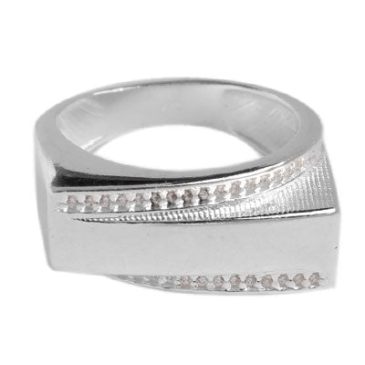 Anel de Prata Placa com Zircônias - 59443 - soprata