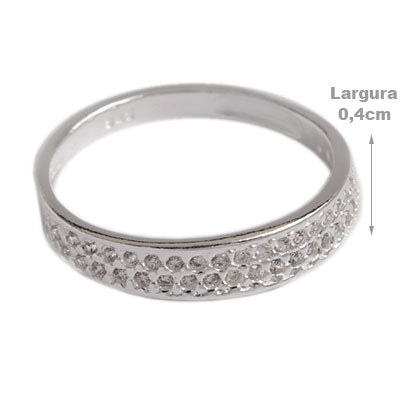 Anel de Prata com Zircônias - 59455