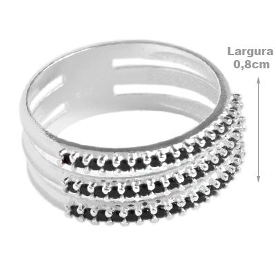 Anel de Prata com Zircônias - 59471