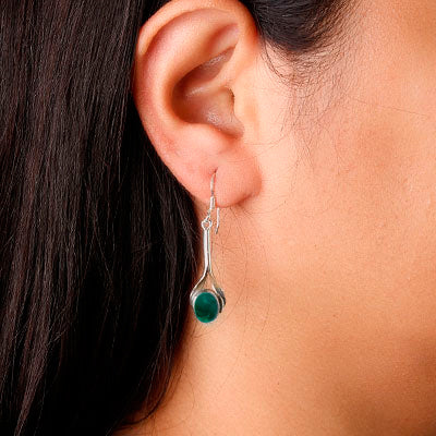 Brinco de Prata com Esmeralda - 59562