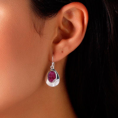 Brinco de Prata com Rubi- 59586