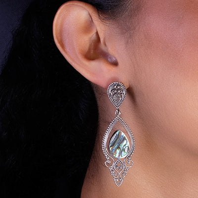 Brinco de Prata com Abalone- 59593