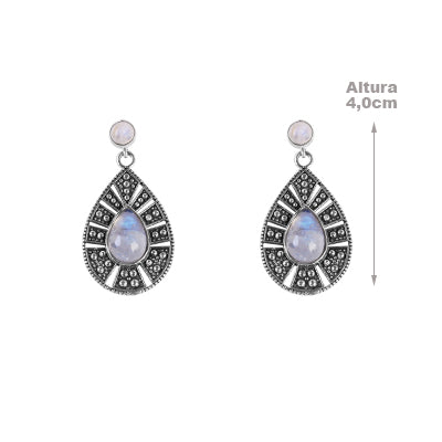 Brinco de Prata com Pedra da Lua- 59742