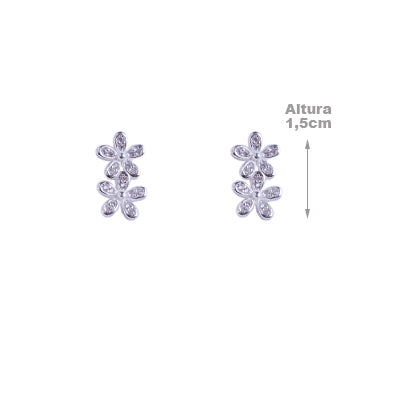 Brinco de Prata Flor com Zircônia - 60049