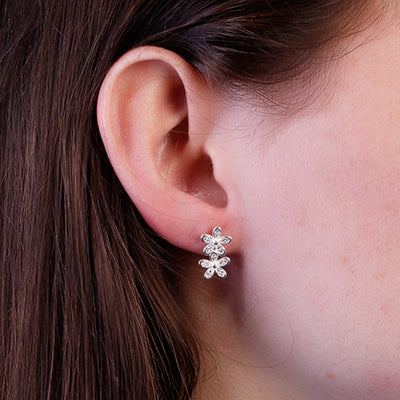 Brinco de Prata Flor com Zircônia - 60049