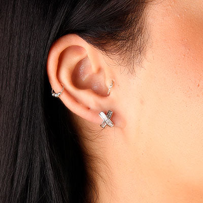 Brinco de Prata com Zircônias