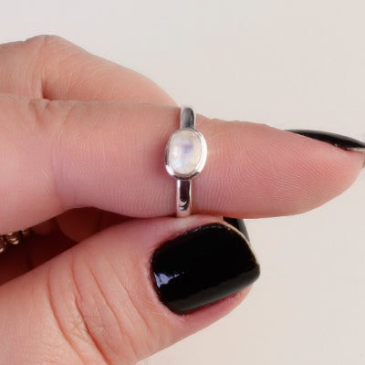 Anel de Prata com Pedra da Lua - 60613 - soprata